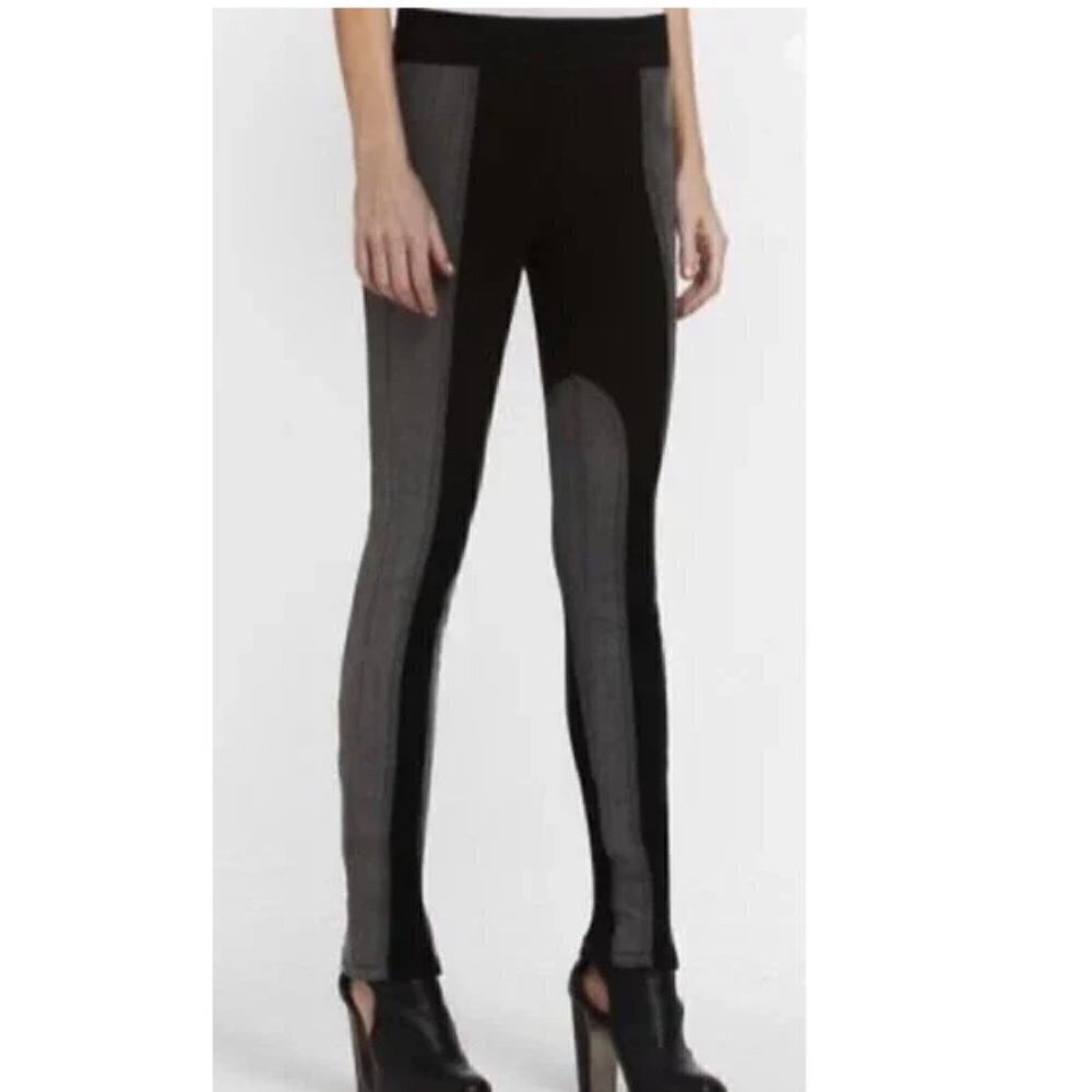 BCBGMaxAzria Night Sand Jackson Moto Paneled‎ Denim Leggings Women's Size S